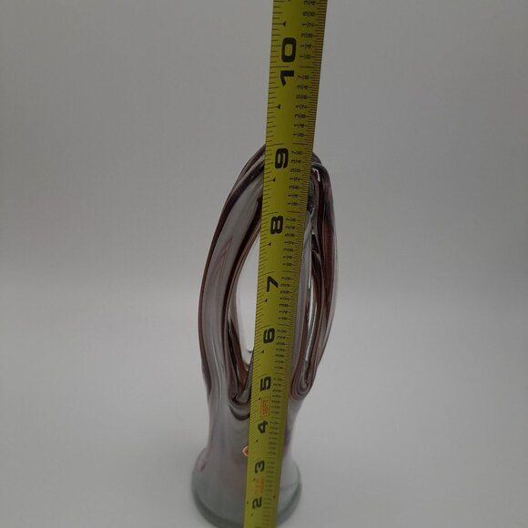 Hand Blown Murano Style Art Glass Vase Brown Swirl Design Mexico Vintage - Picture 2 of 11